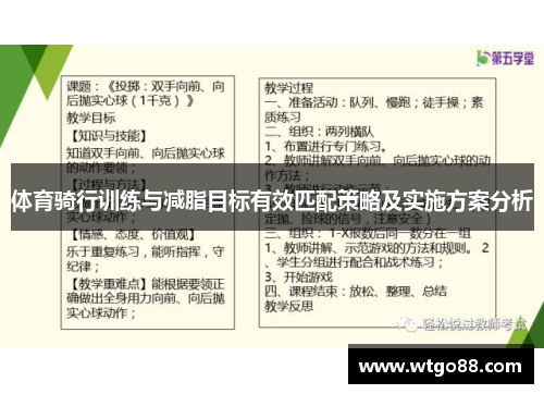 体育骑行训练与减脂目标有效匹配策略及实施方案分析